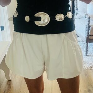 Black leather silver concho belt